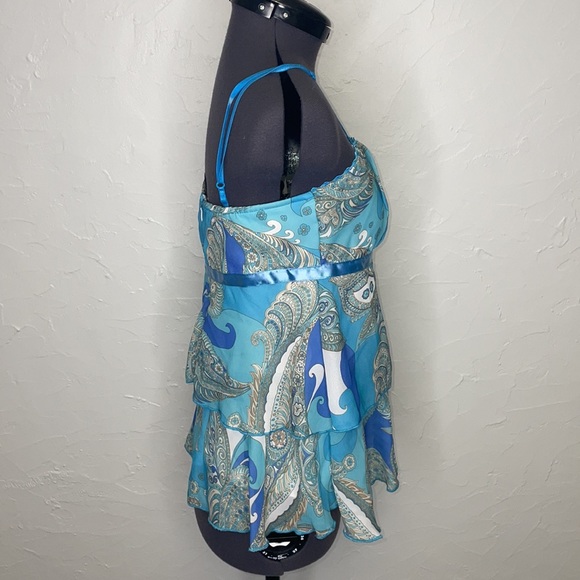 Rampage Blue Paisley Layered Tank Top - Picture 3 of 8